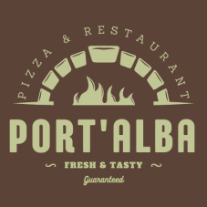 black and red pizza food cafe logo